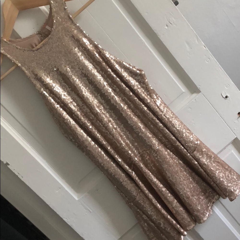 Gold sequin mini dress